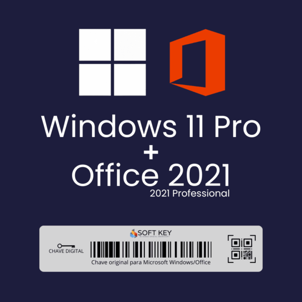 Licenças Windows 11 Pro + Microsoft Office 2021 Professional Plus – Envio Imediato Após a Compra - Licença retail